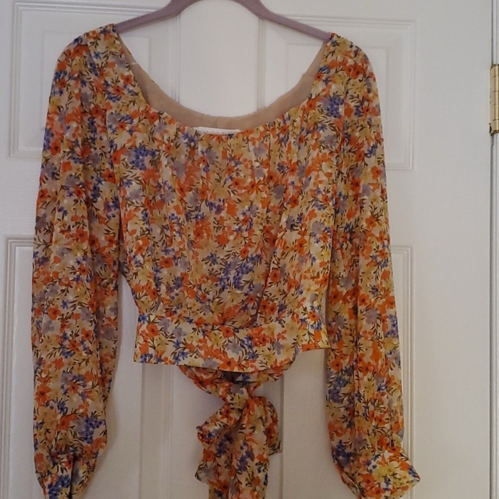 Astr Floral Blouse in Orange and Purple